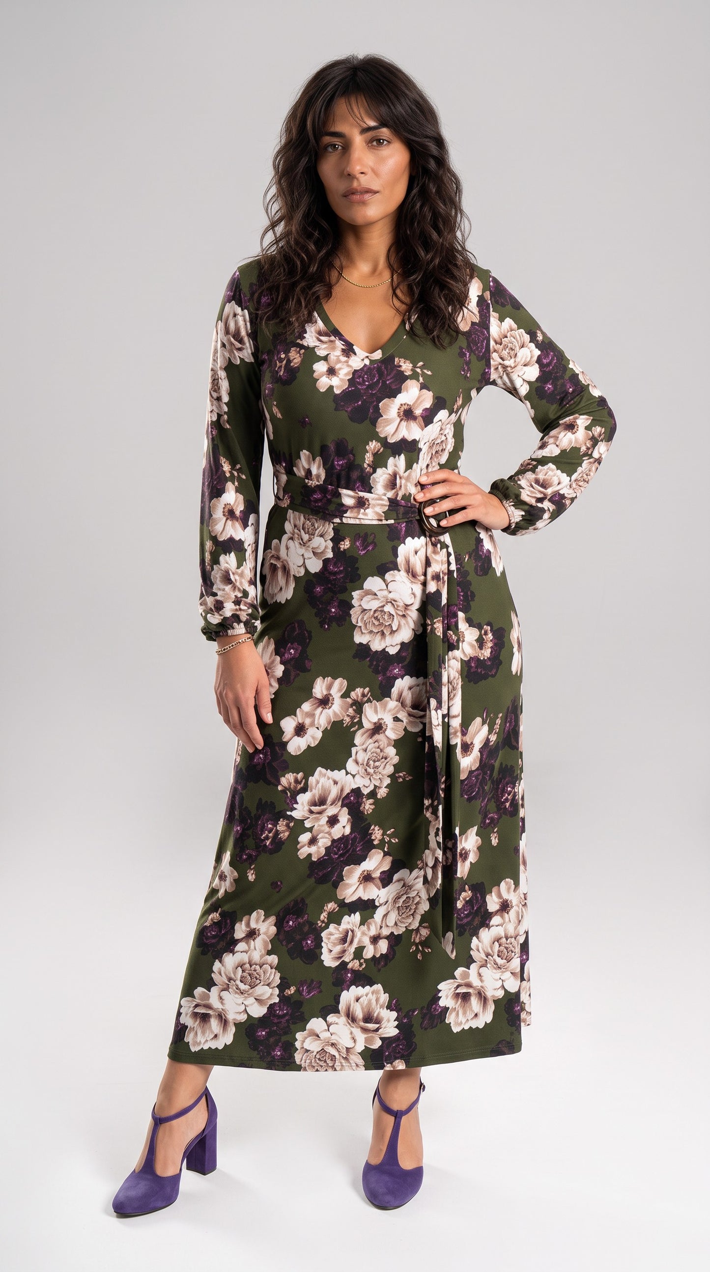 Plus size Φόρεμα φλοράλ Green