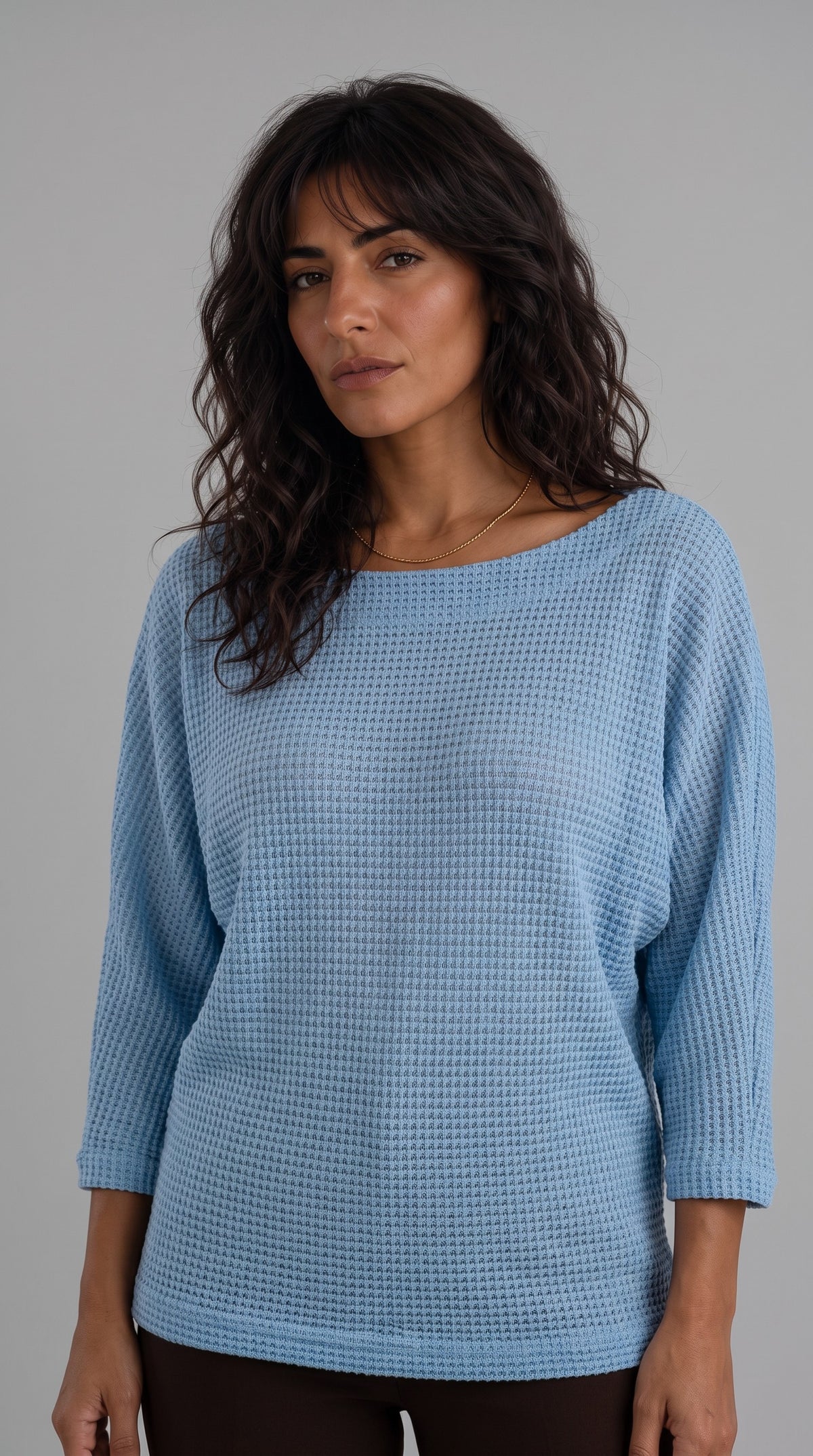 Plus size Auora πλεκτό μπλουζάκι σιελ