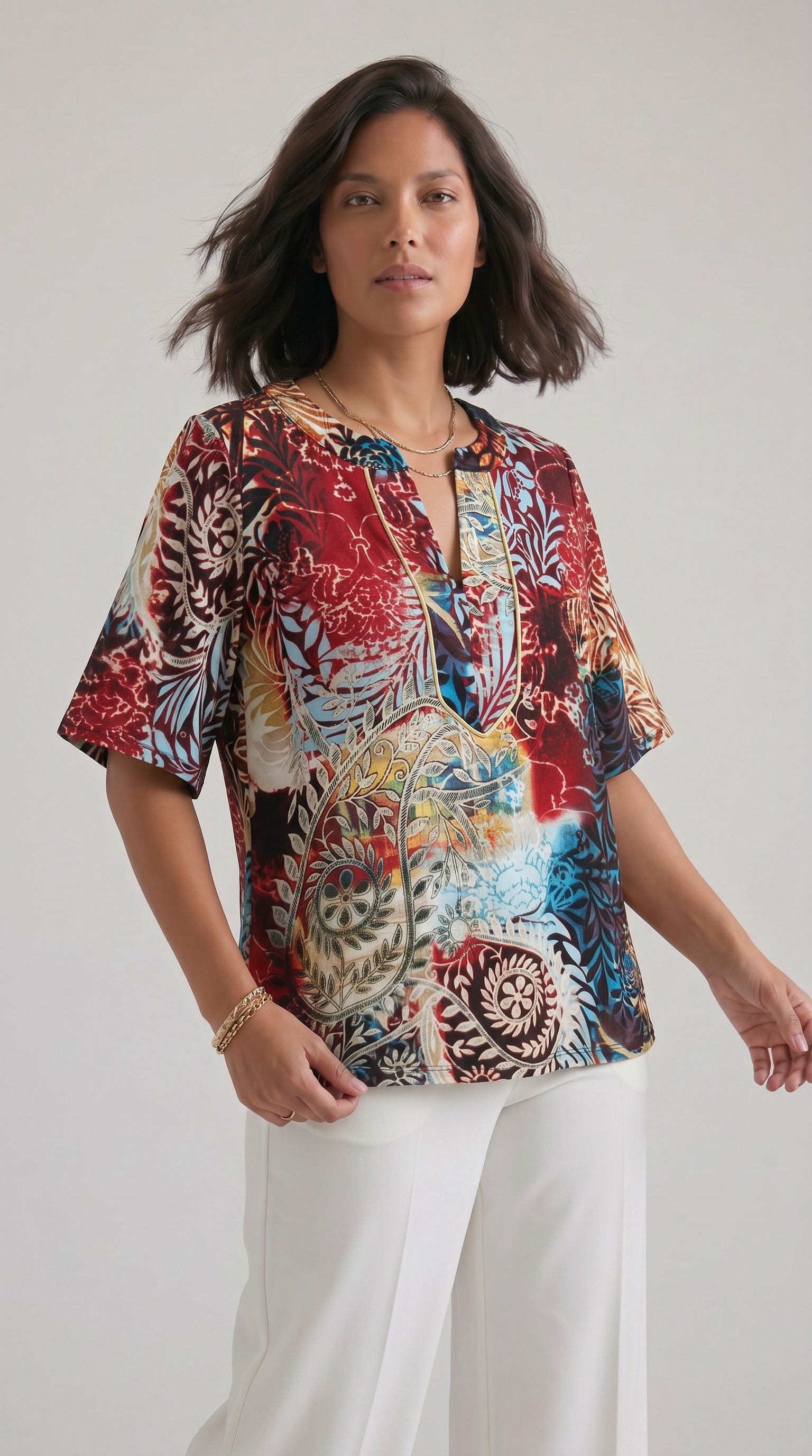 Μπλούζα Ζέρσεϊ με Καλλιτεχνικό Floral Print