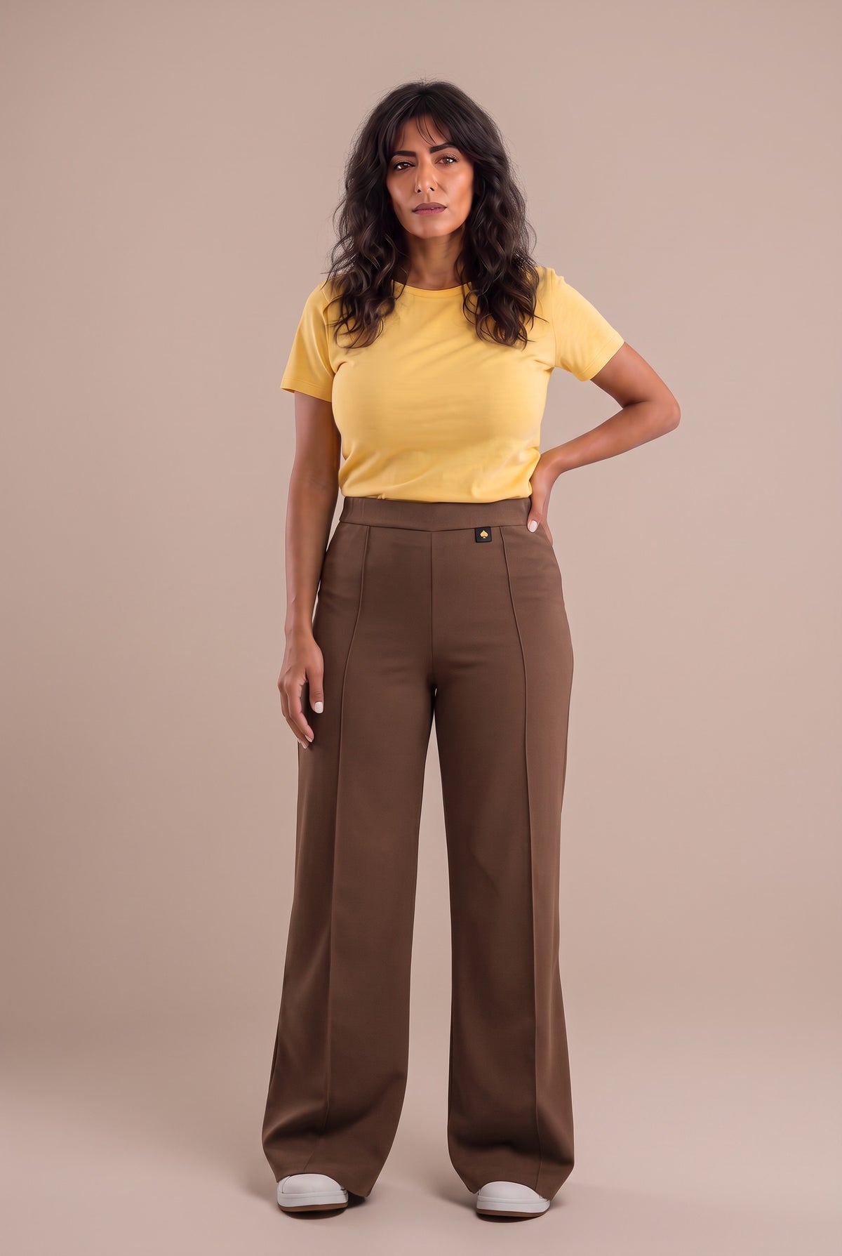 Plus size Παντελόνα κρεπ Σοκολά