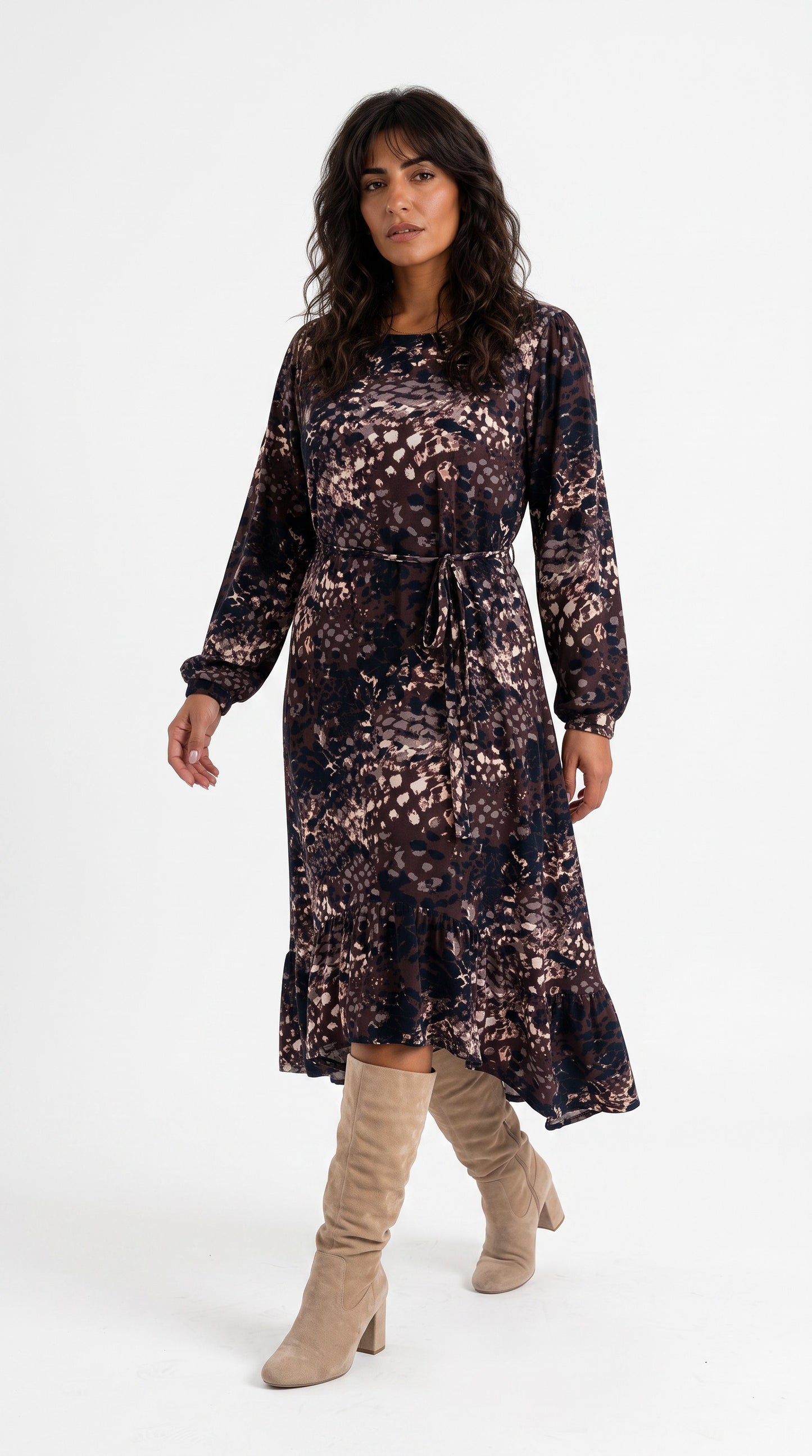 Plus size Φόρεμα Winter Black Animal