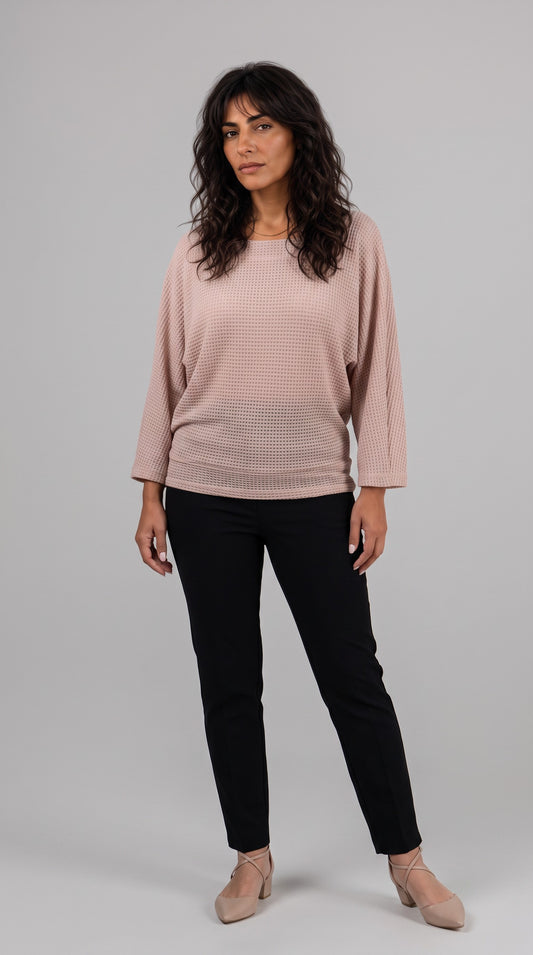 Plus size Auora πλεκτό μπλουζάκι ροζ