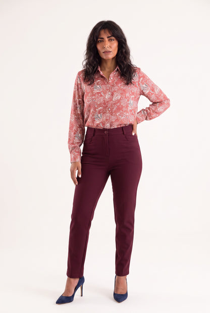 Plus size Σατέν πουκάμισο Red Floral