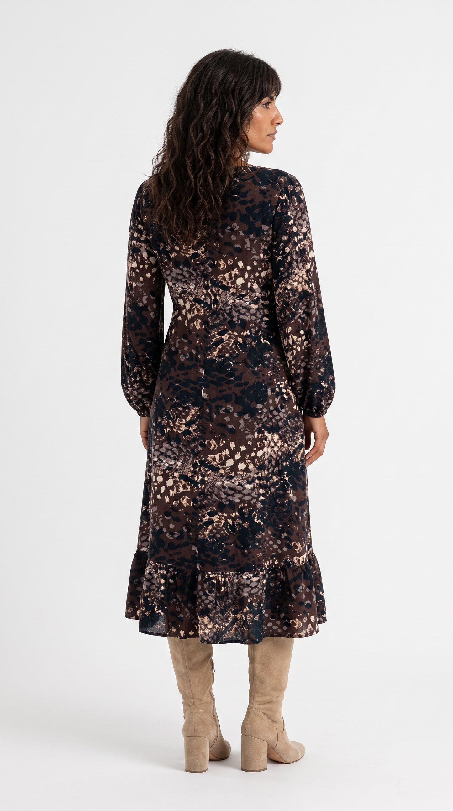 Plus size Φόρεμα Winter Black Animal