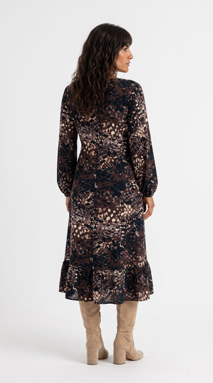 Plus size Φόρεμα Winter Black Animal
