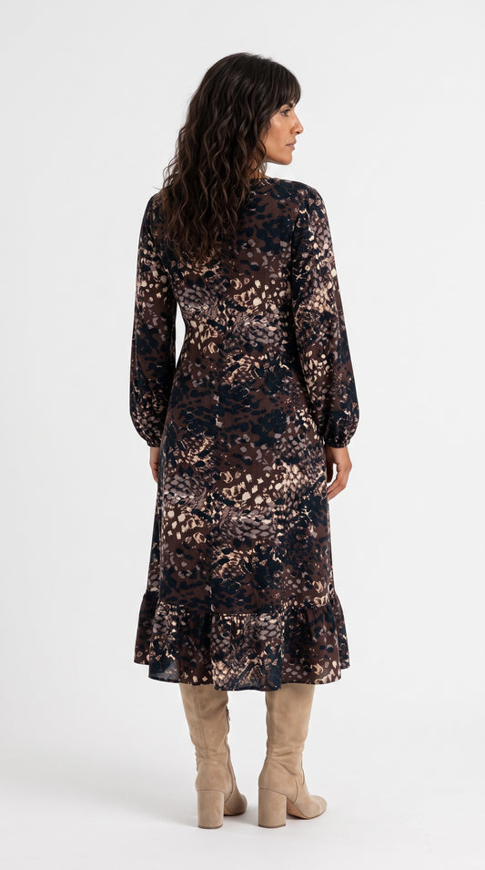 Plus size Φόρεμα Winter Black Animal