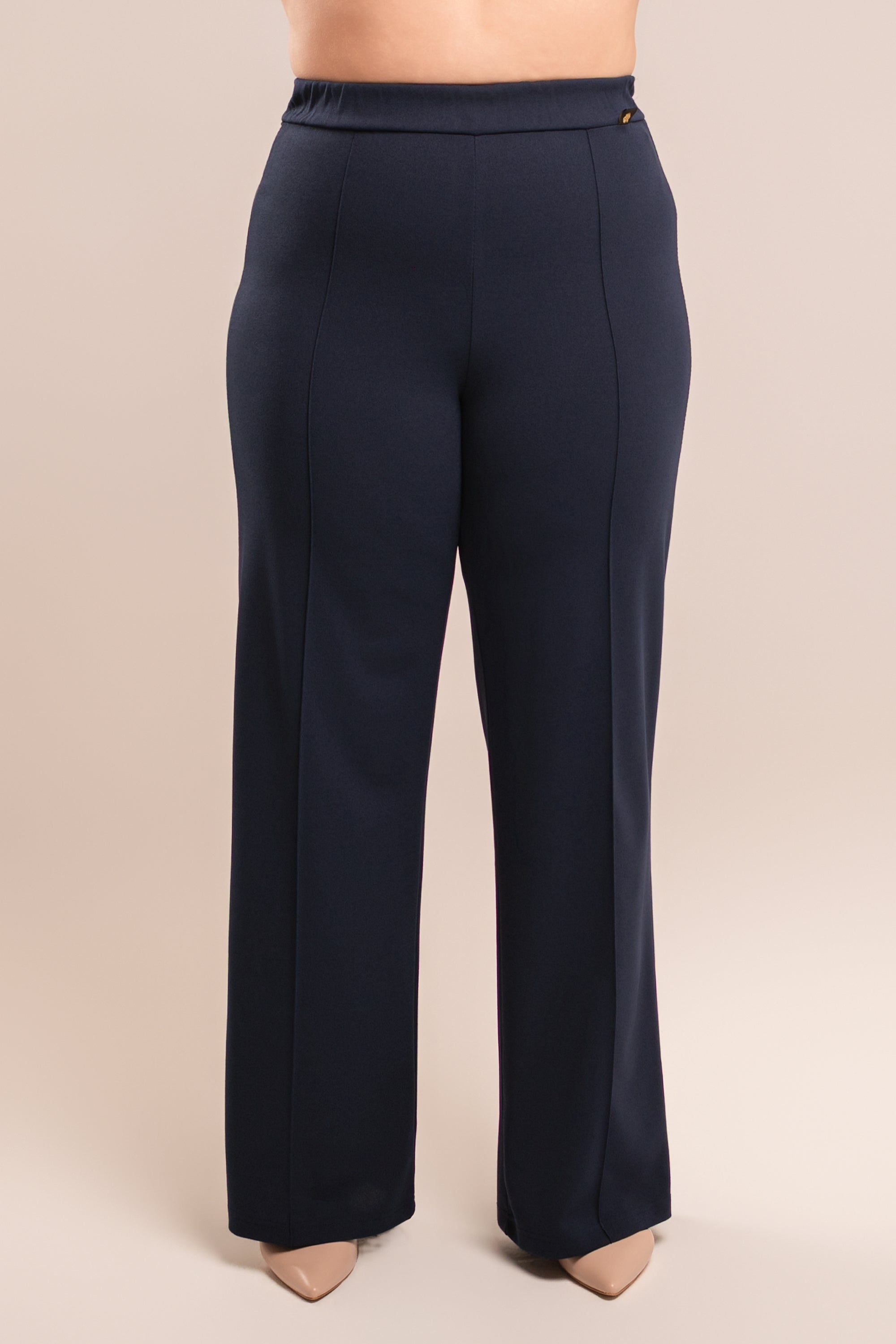 Plus size Παντελόνα κρεπ μπλέ